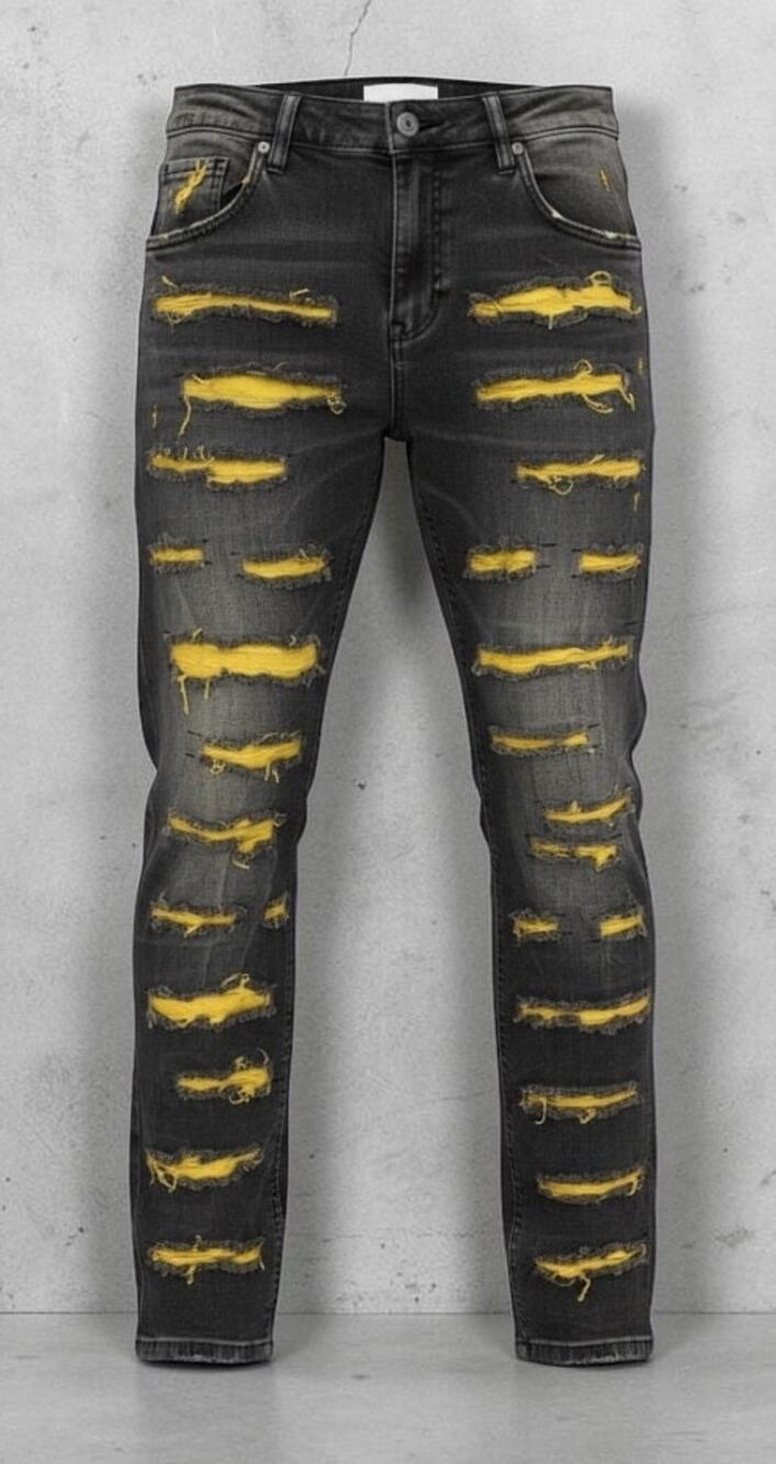 Rave Punk Jeans Ripped Black Pants Evolution By Design Unisex Sz S 4-6 Eu S 20